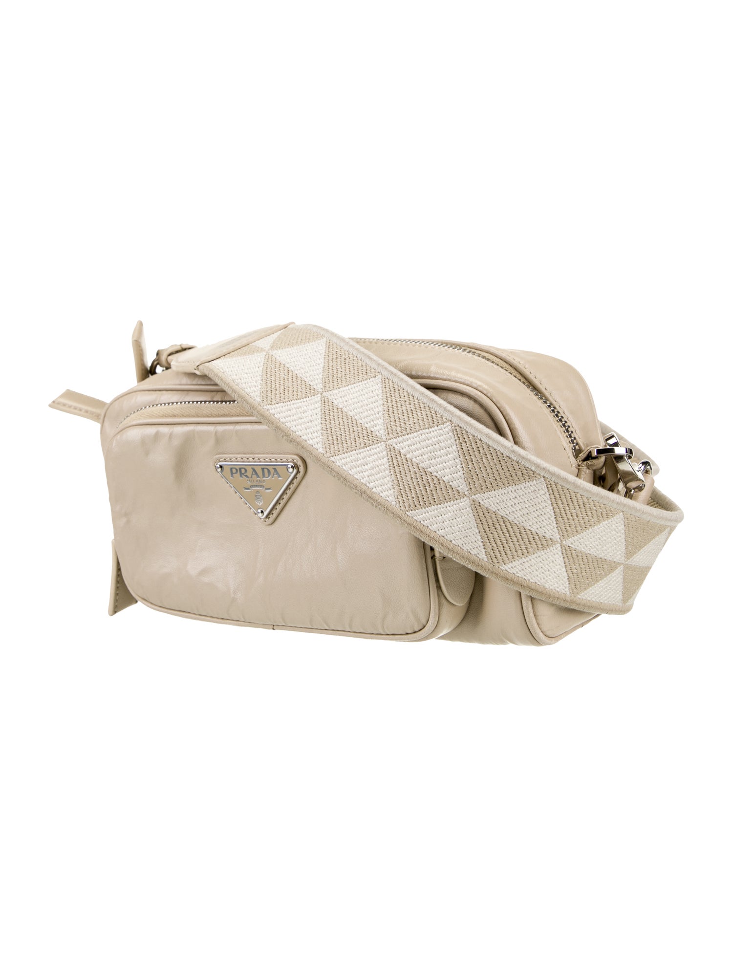 Prada Enameled Metal Triangle Multipocket