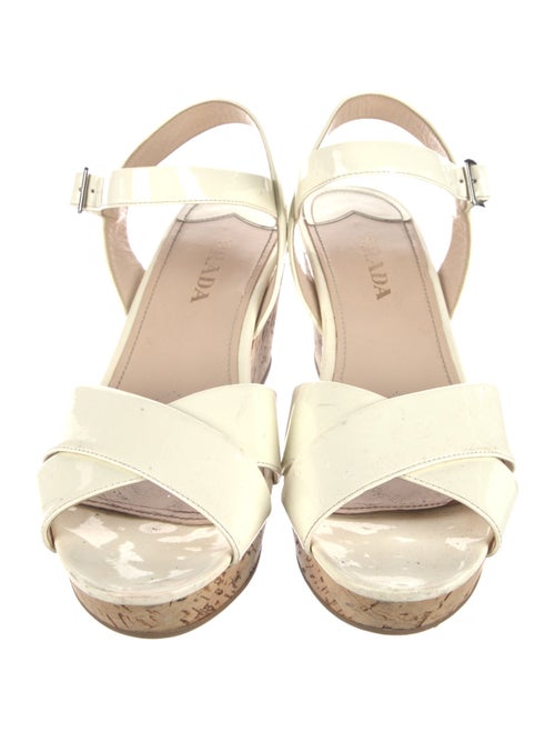 Prada Patent Leather Colorblock Pattern Slingback Sandals