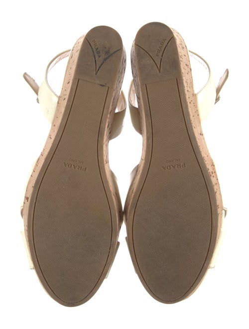 Prada Patent Leather Colorblock Pattern Slingback Sandals