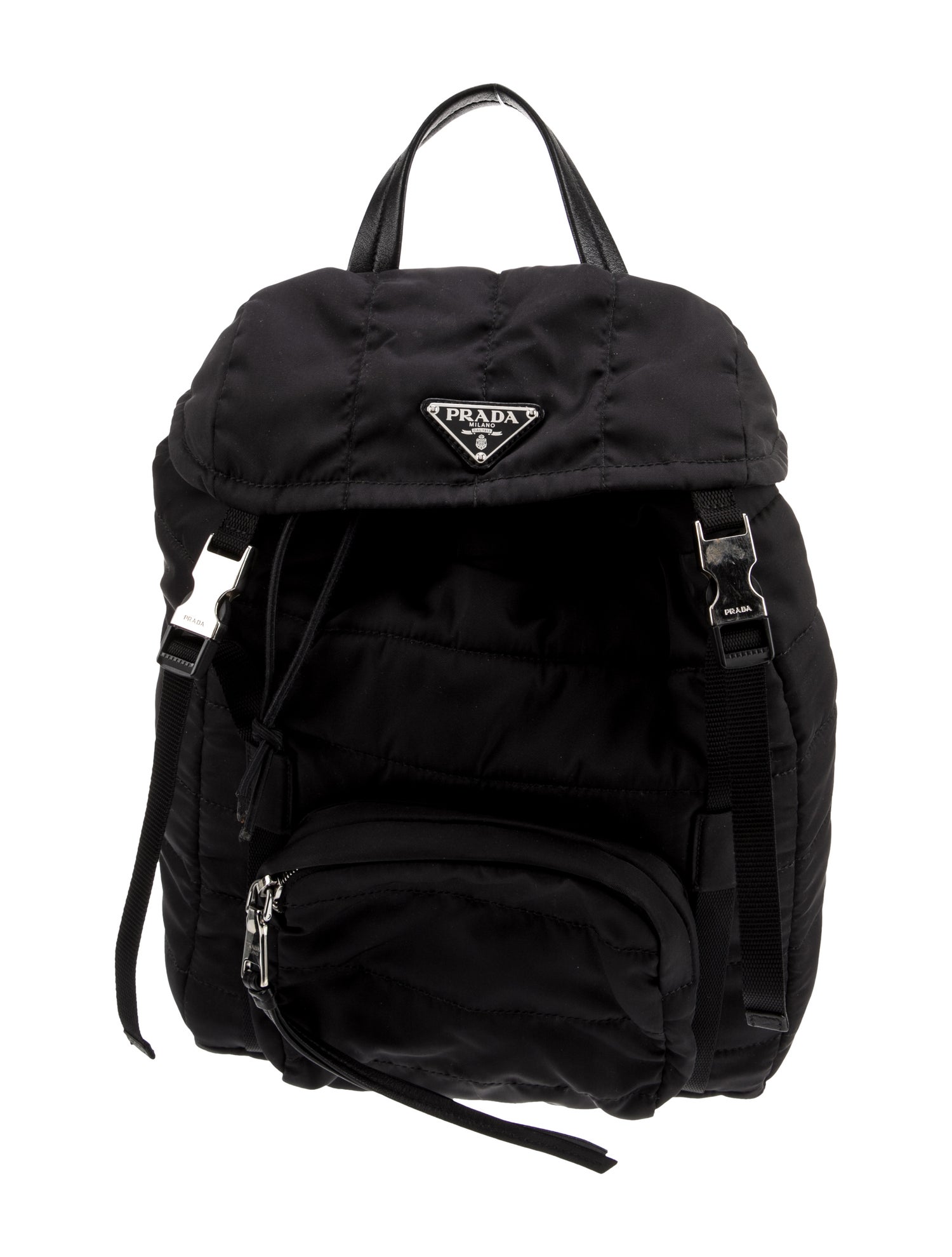 Prada Enameled Metal Triangle Backpack