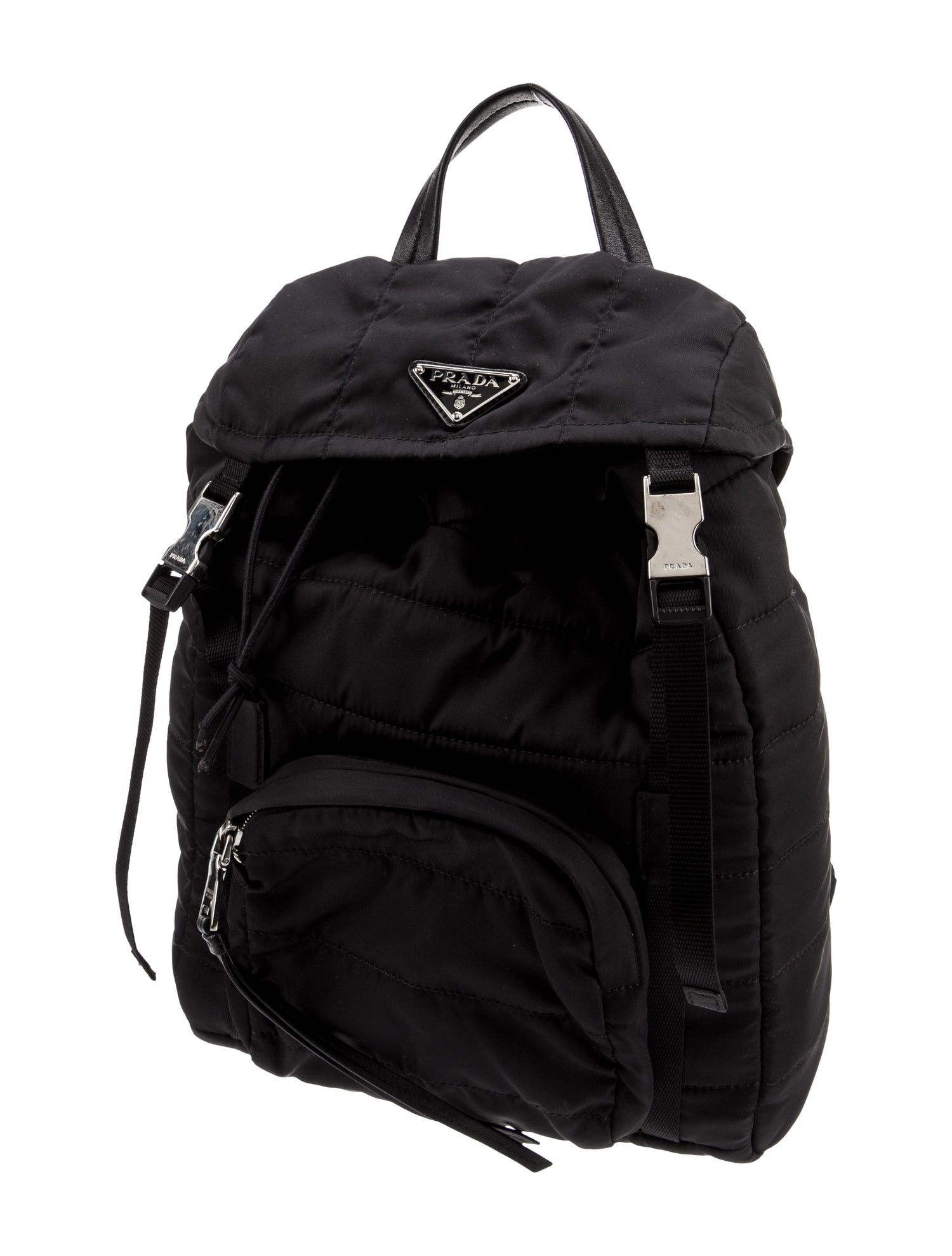 Prada Enameled Metal Triangle Backpack