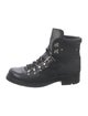 Prada Leather Studded Accents Lace-Up Boots