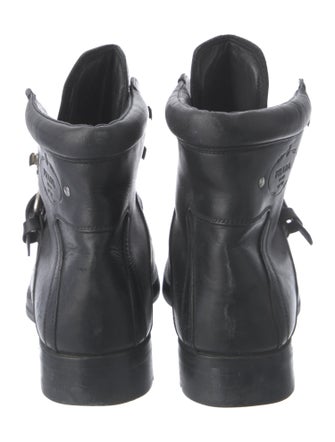 Prada Leather Studded Accents Lace-Up Boots