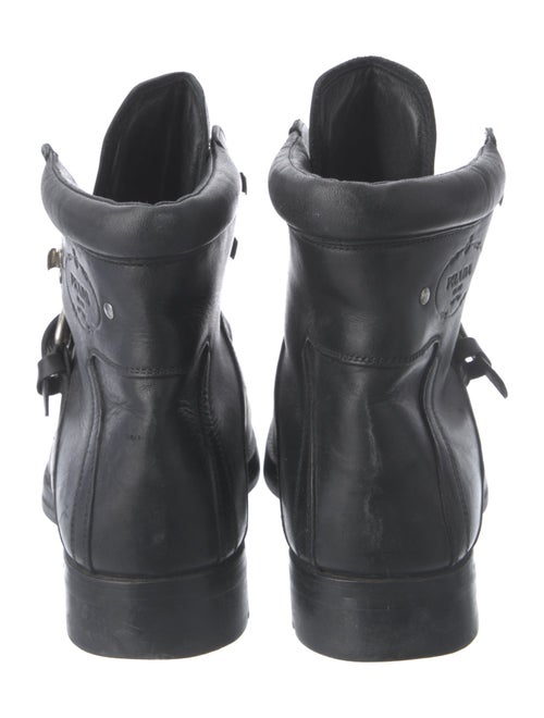 Prada Leather Studded Accents Lace-Up Boots