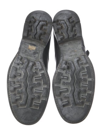 Prada Leather Studded Accents Lace-Up Boots