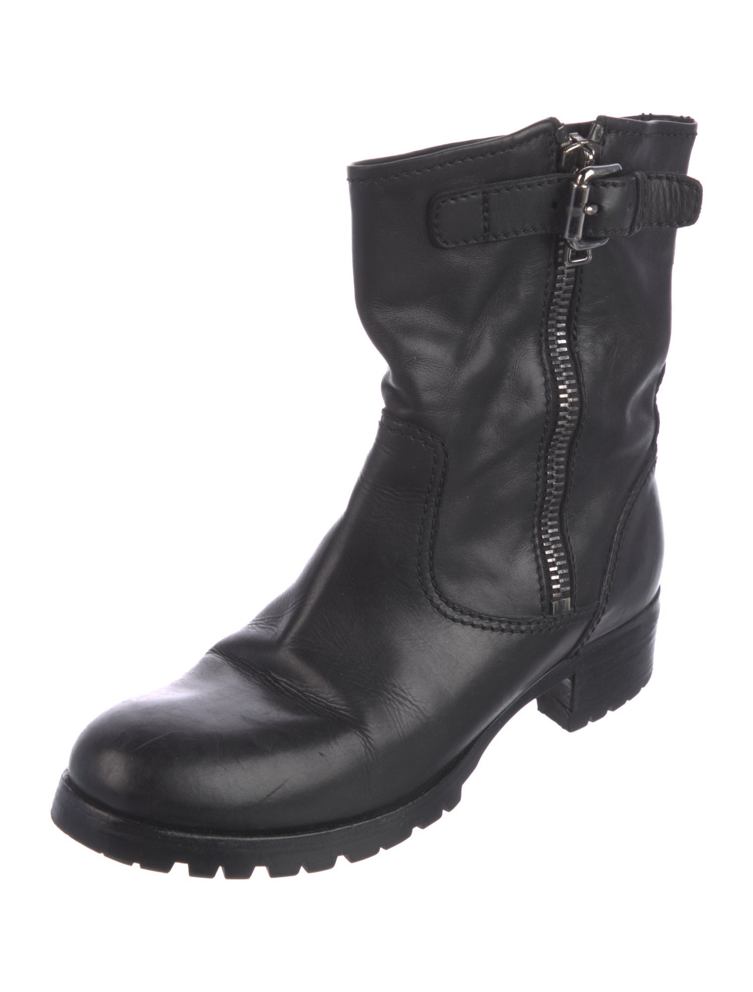 Prada Leather Moto Boots
