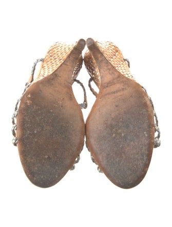 Prada Leather Bow Accents Slingback Sandals