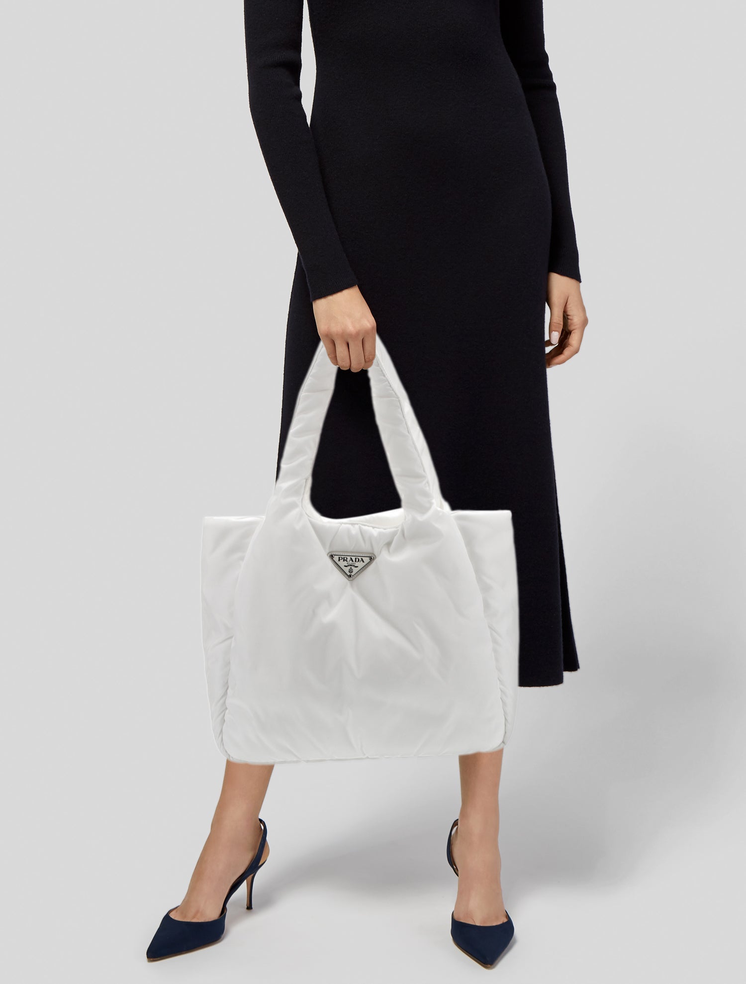 Prada Enameled Metal Triangle Padded Soft Medium