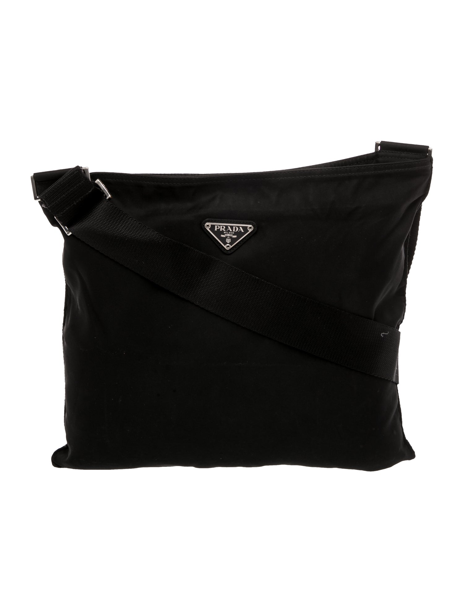 Prada Enameled Metal Triangle Crossbody Bag