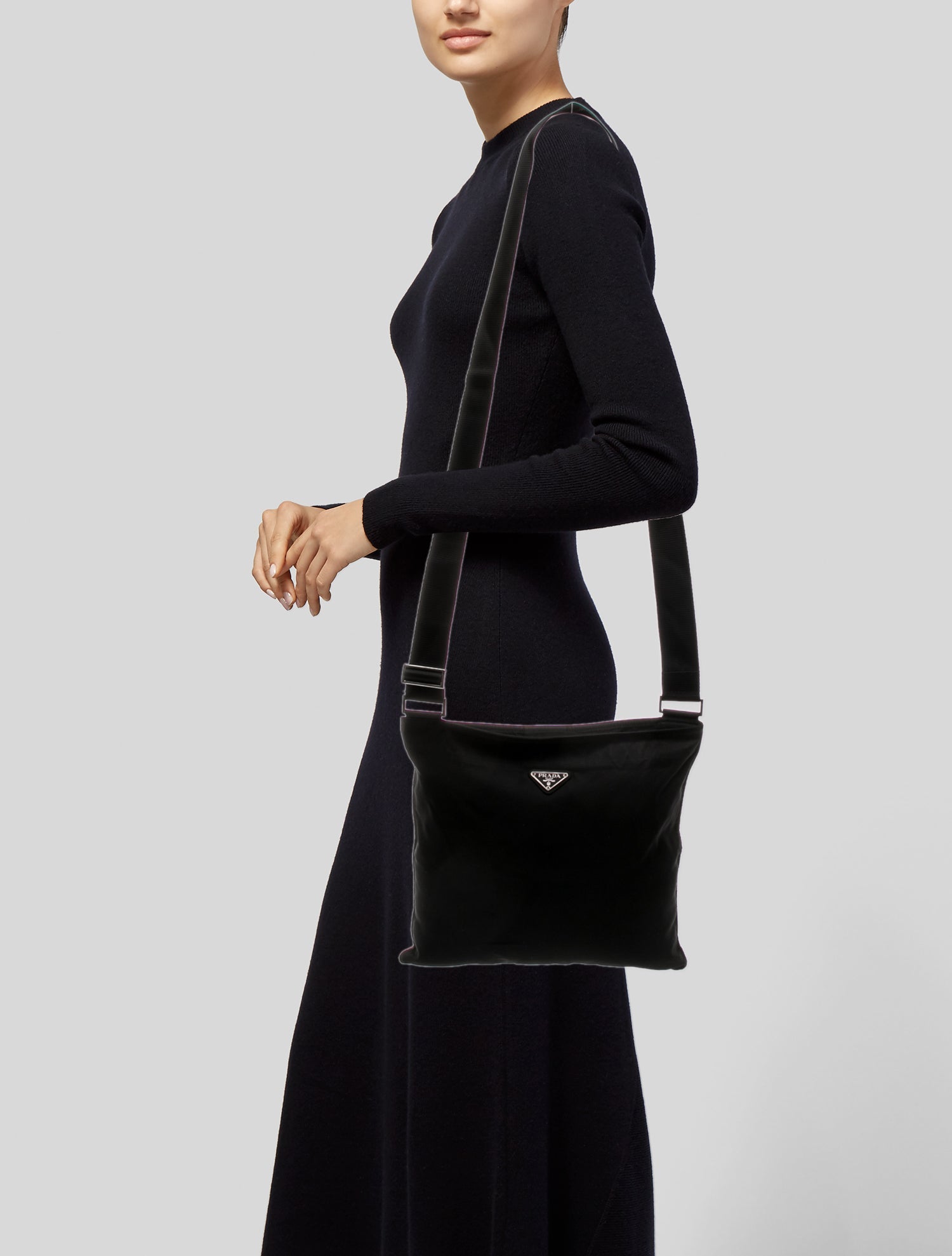 Prada Enameled Metal Triangle Crossbody Bag