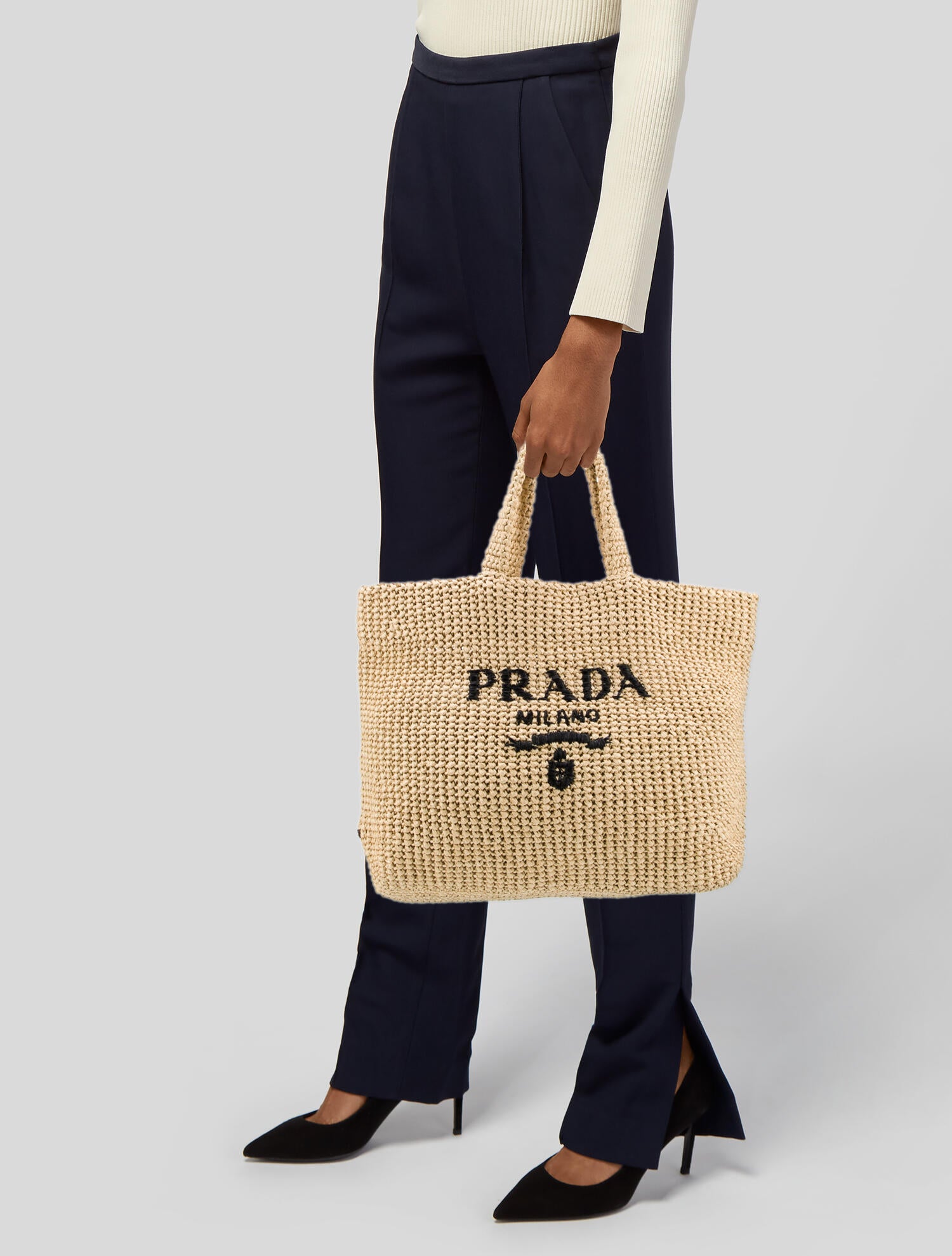 Prada Enameled Metal Triangle Tote