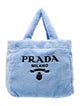 Prada Enameled Metal Triangle Terry Cloth Tote Bag Large