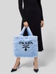 Prada Enameled Metal Triangle Terry Cloth Tote Bag Large