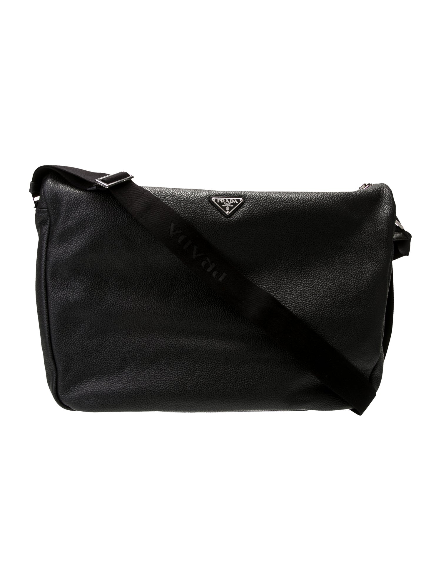 Prada Enameled Metal Triangle Messenger Bag Large