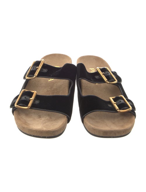 Prada Velvet Leather Trim Embellishment Slides