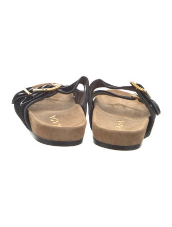 Prada Velvet Leather Trim Embellishment Slides