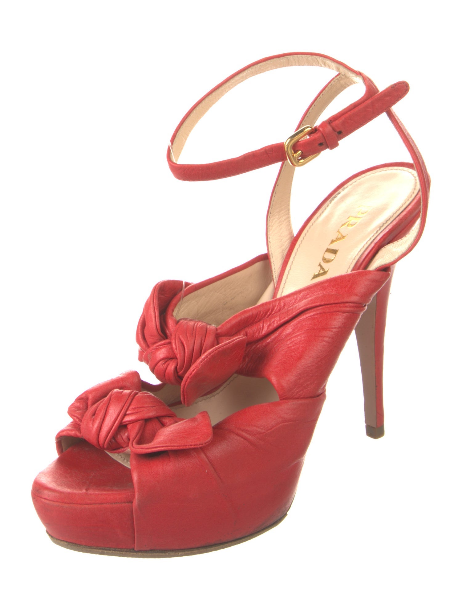 Prada Leather Bow Accents Slingback Pumps