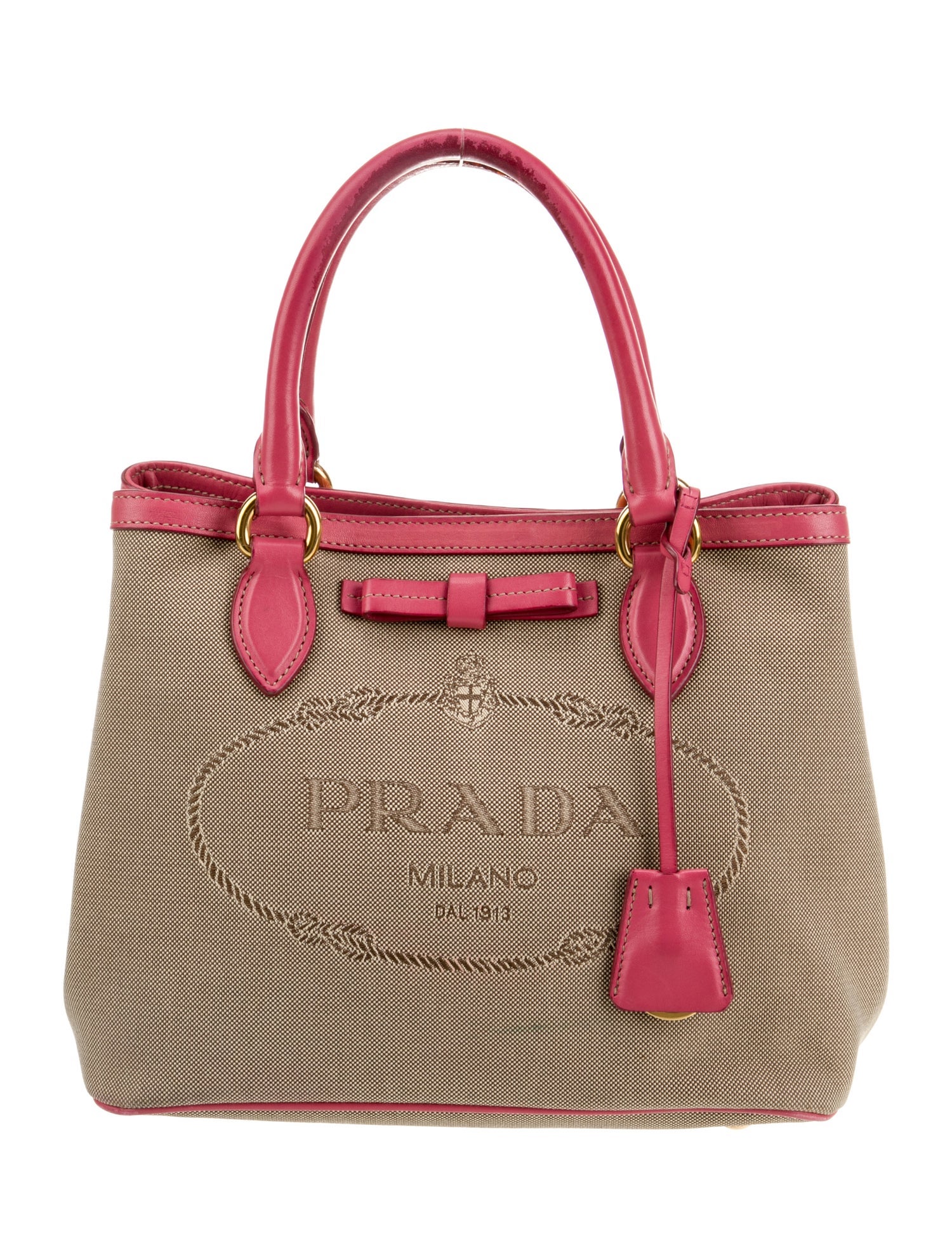 Prada Enameled Metal Triangle Top Handle Bag