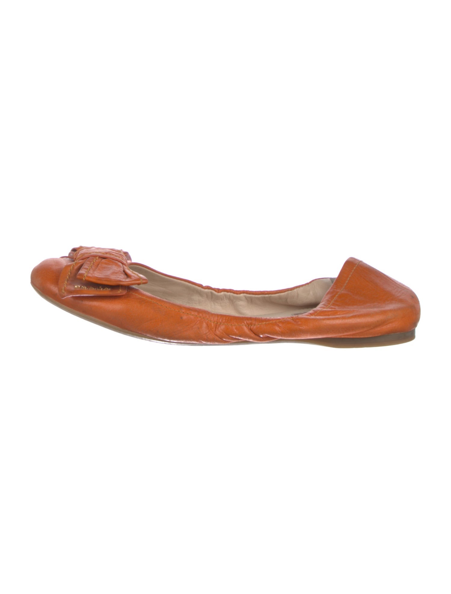 Prada Sport Leather Bow Accents Ballet Flats