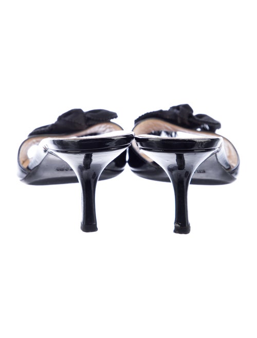 Prada Patent Leather Bow Accents Slides