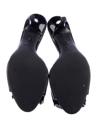 Prada Patent Leather Bow Accents Slides