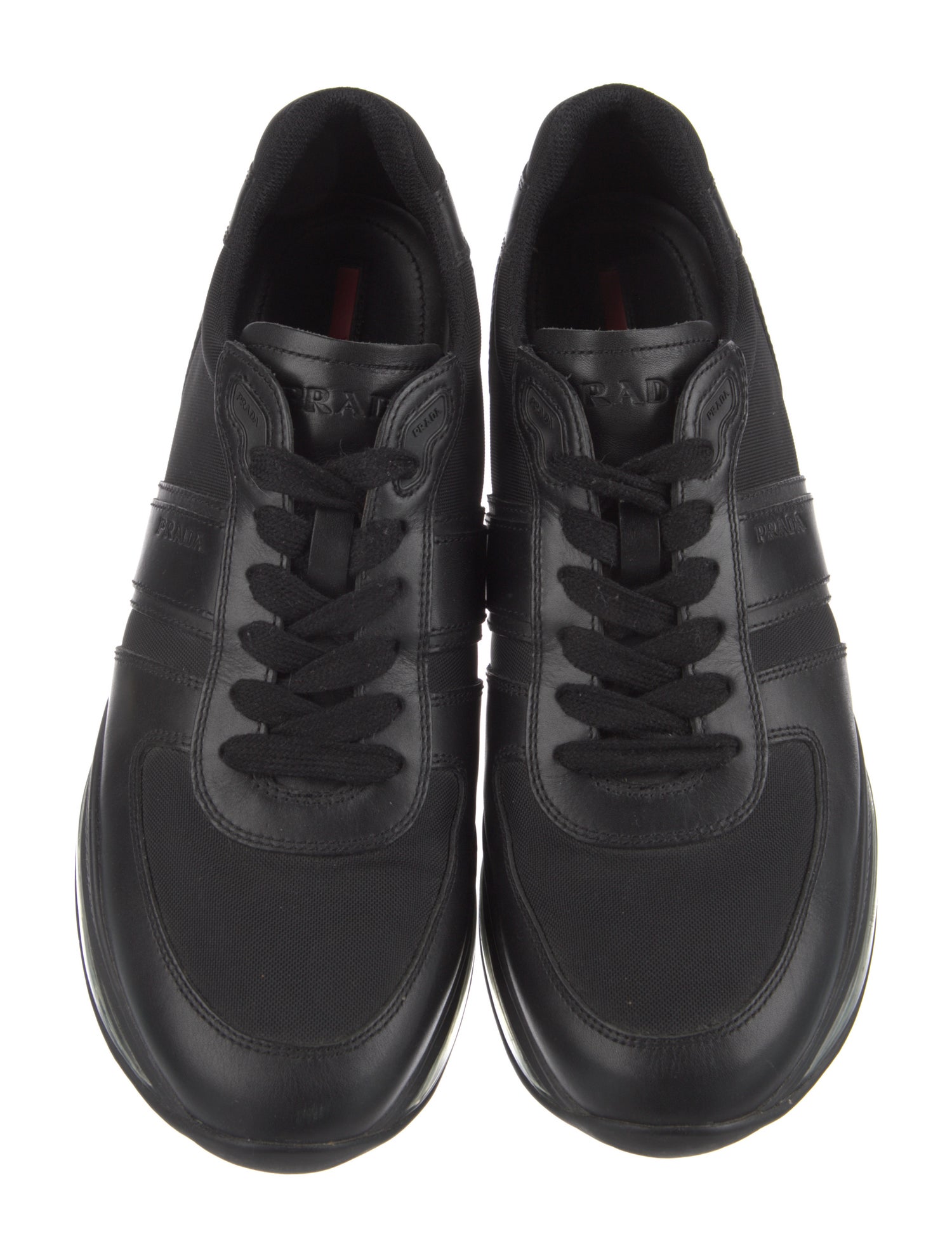 Prada Leather Mesh Accents Sneakers