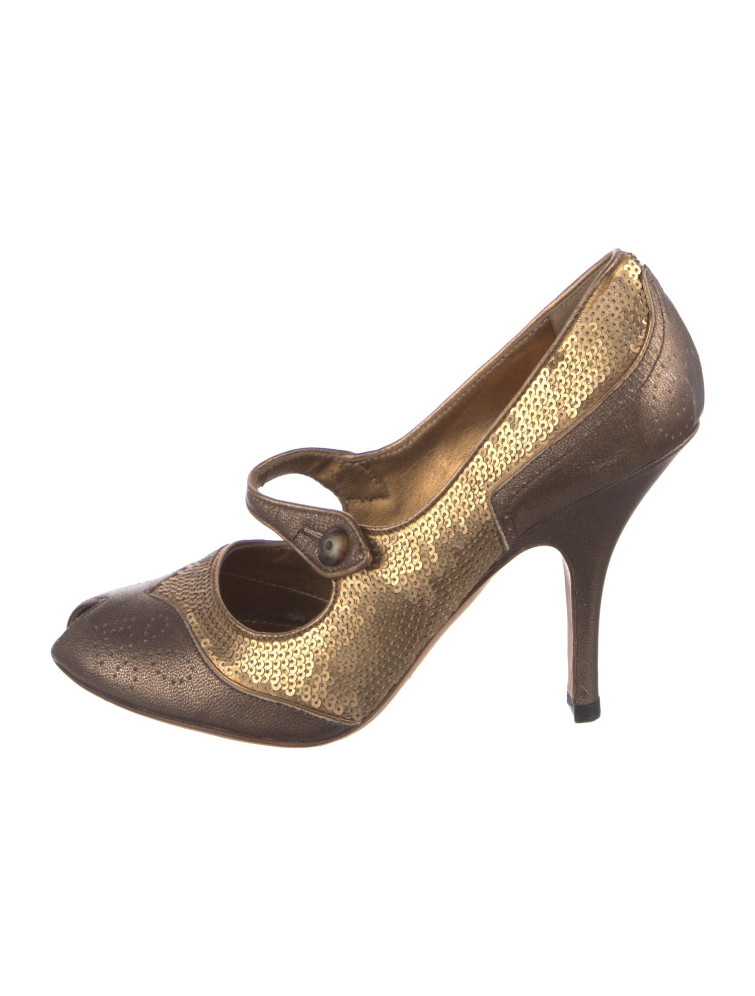 Prada Leather Sequin Embellishments Pumps
