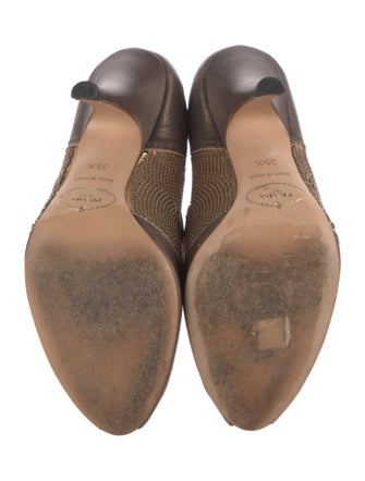 Prada Leather Sequin Embellishments Pumps
