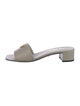 Prada Enameled Metal Triangle Saffiano Leather Slides