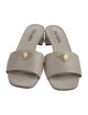 Prada Enameled Metal Triangle Saffiano Leather Slides