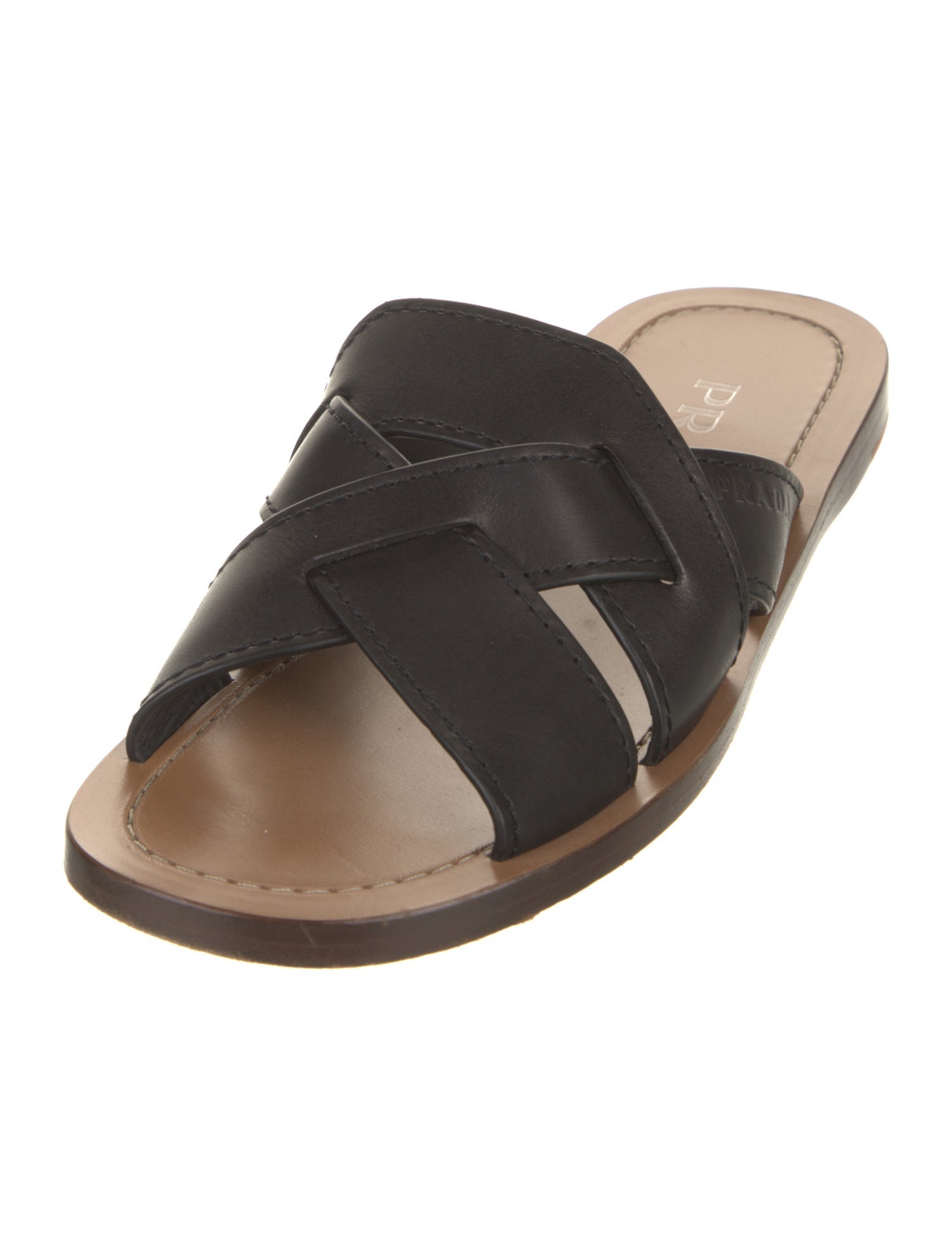 Prada Leather Colorblock Pattern Slides