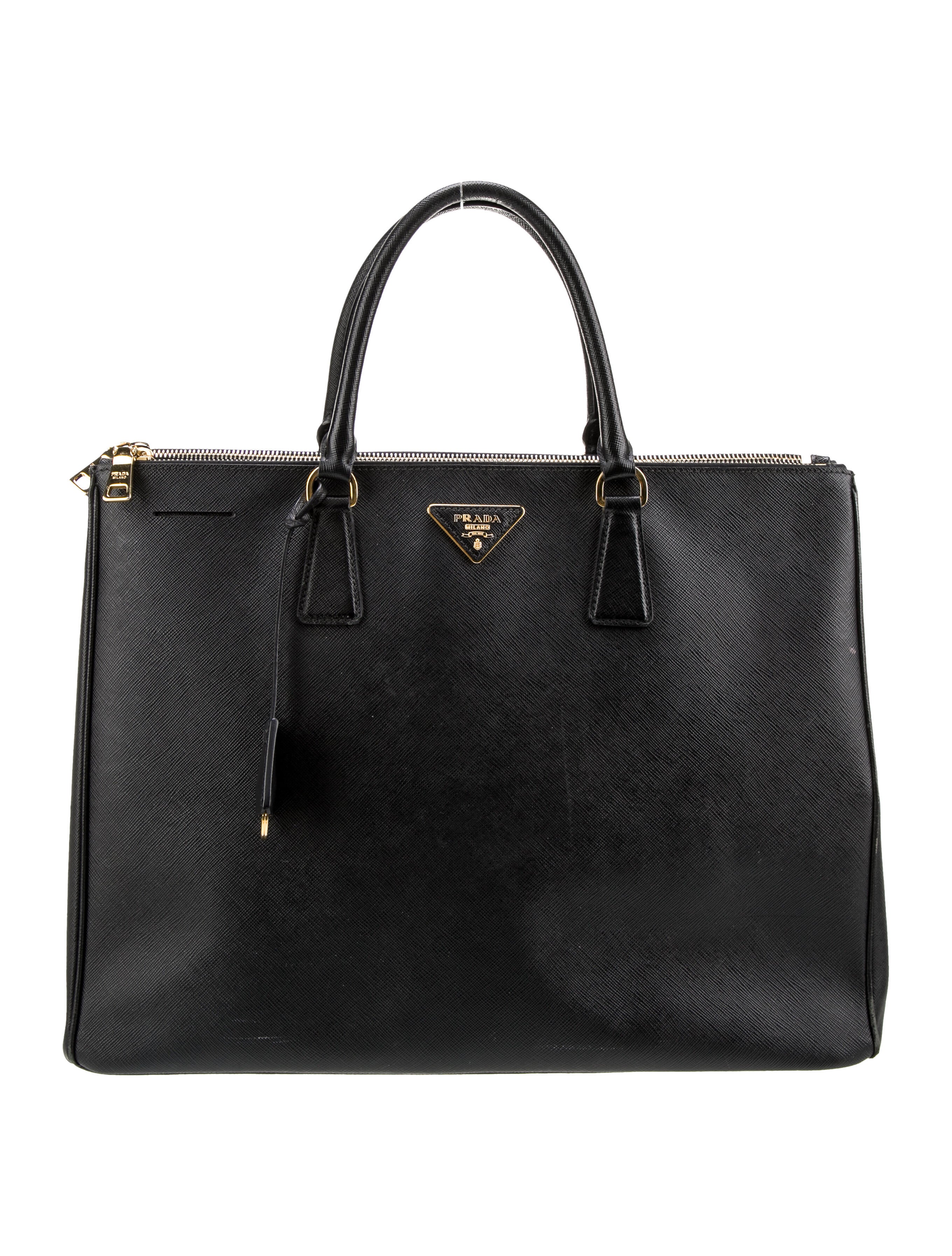 Prada Saffiano Leather Galleria Double Zip Large - Black Totes