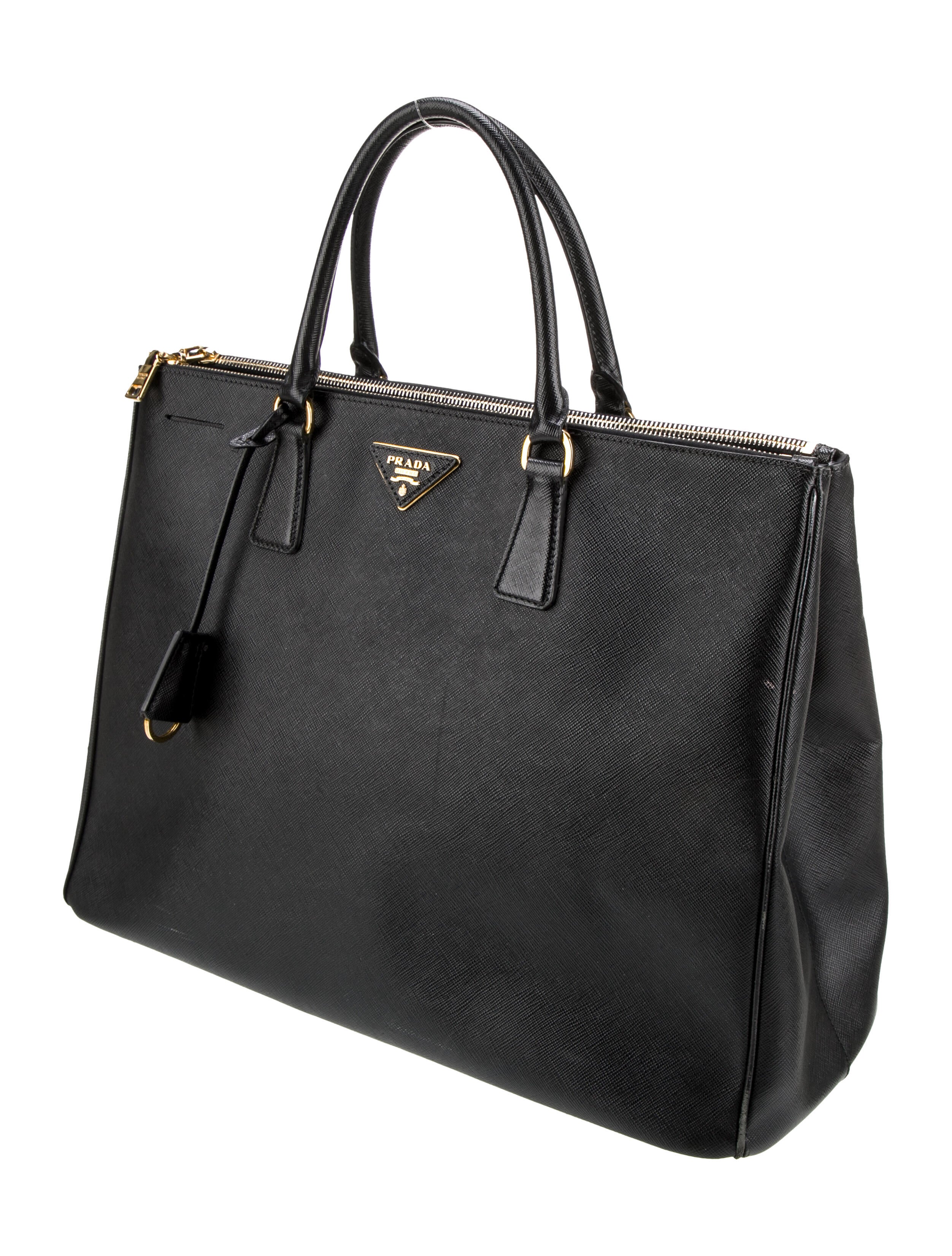 Prada Saffiano Leather Galleria Double Zip Large - Black Totes