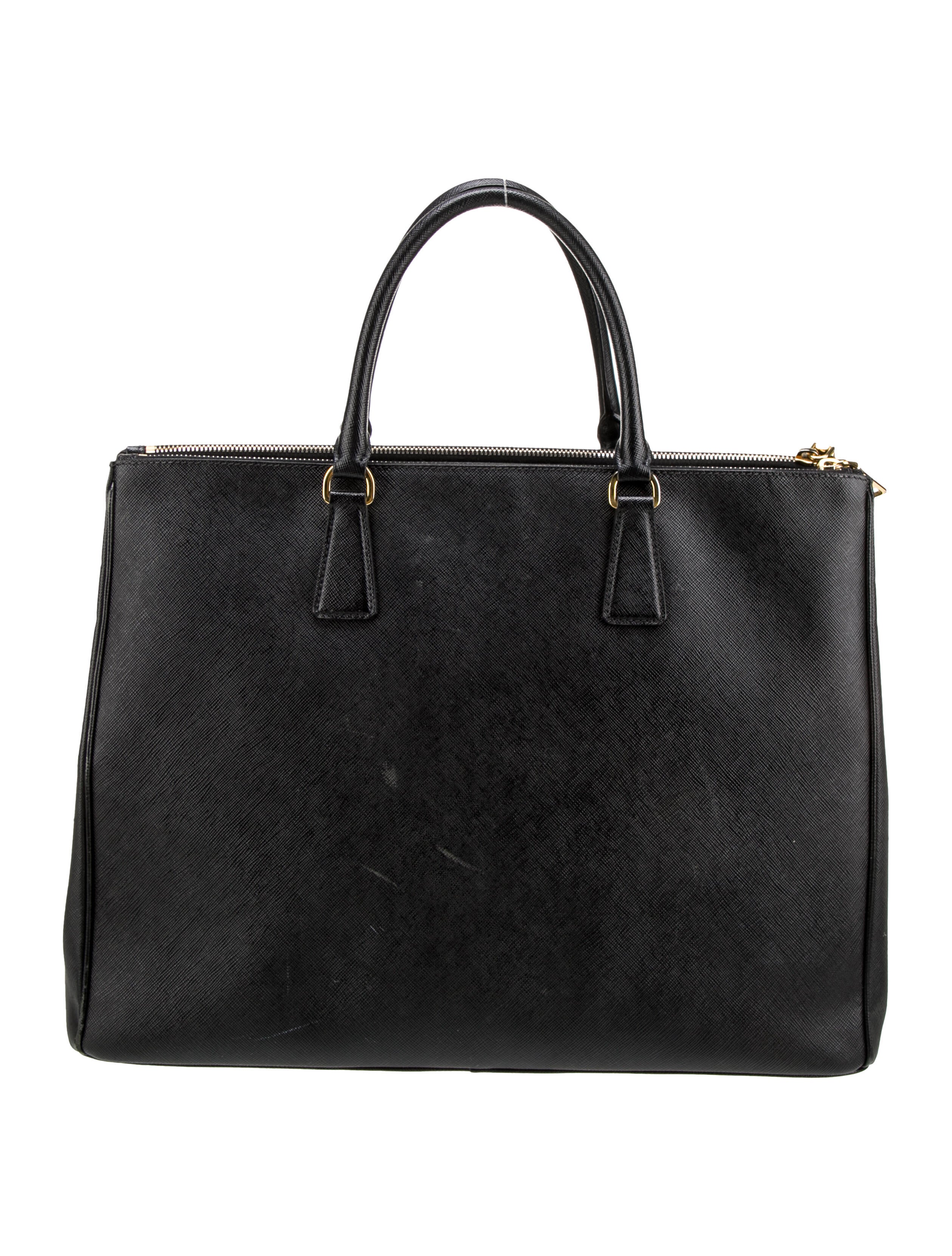 Prada Saffiano Leather Galleria Double Zip Large - Black Totes