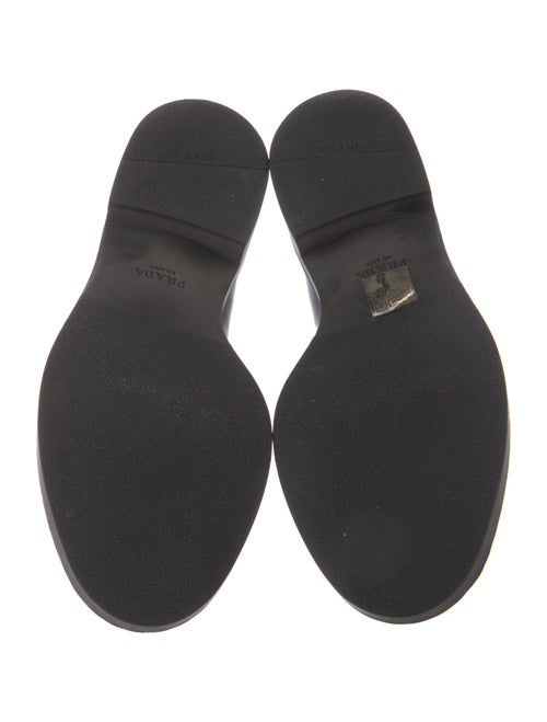 Prada Enameled Metal Triangle Leather Mules