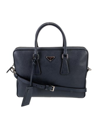 Prada Enameled Metal Triangle Saffiano Travel