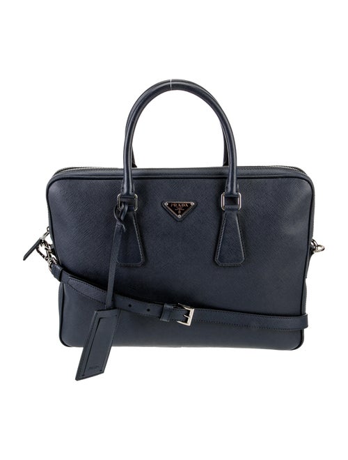 Prada Enameled Metal Triangle Saffiano Travel