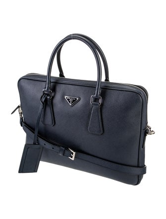 Prada Enameled Metal Triangle Saffiano Travel