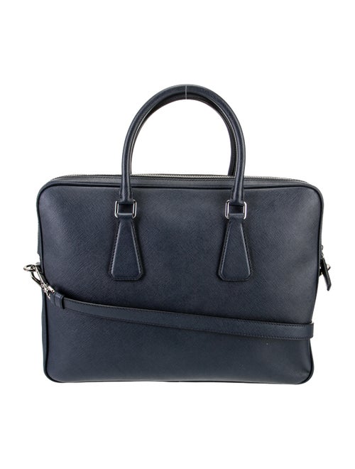 Prada Enameled Metal Triangle Saffiano Travel