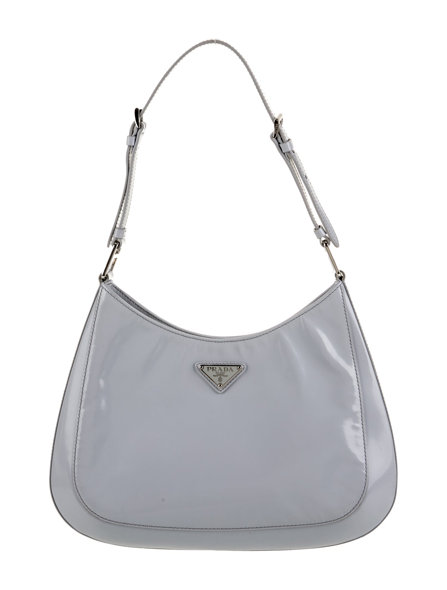 Prada Enameled Metal Triangle Cleo