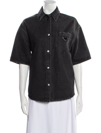Prada 2022 Short Sleeve Button-Up Top