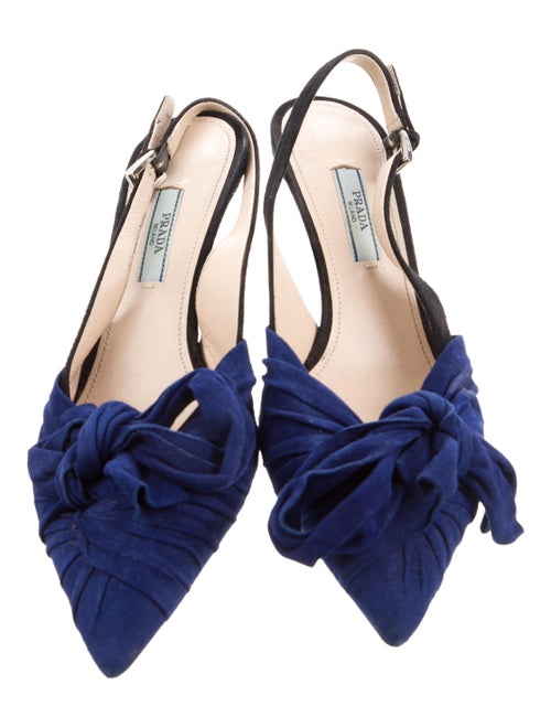 Prada Suede Colorblock Pattern Slingback Pumps
