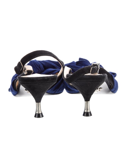 Prada Suede Colorblock Pattern Slingback Pumps