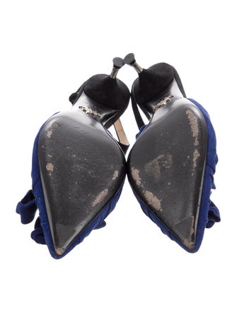 Prada Suede Colorblock Pattern Slingback Pumps