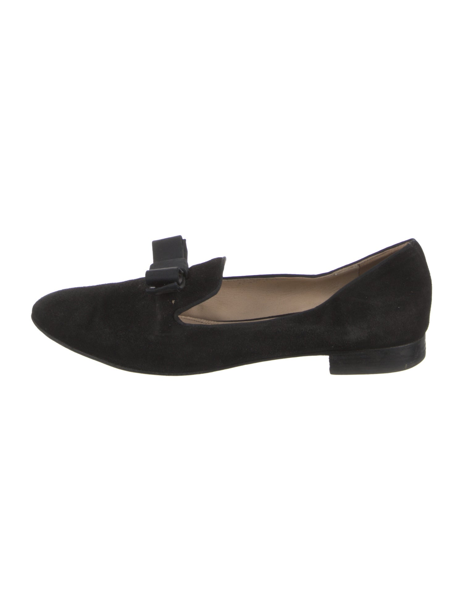 Prada Suede Bow Accents D'Orsay Flats