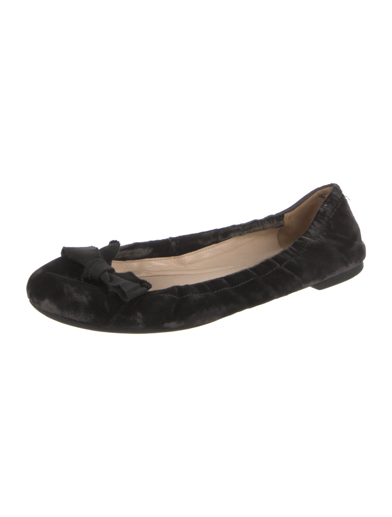 Prada Velvet Bow Accents Ballet Flats