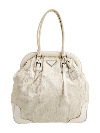 Prada Enameled Metal Triangle Galleria Double Zip