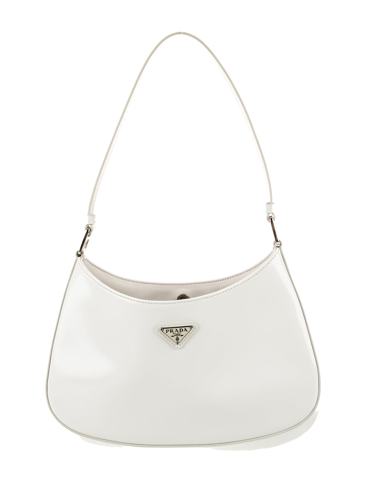 Prada Enameled Metal Triangle Cleo