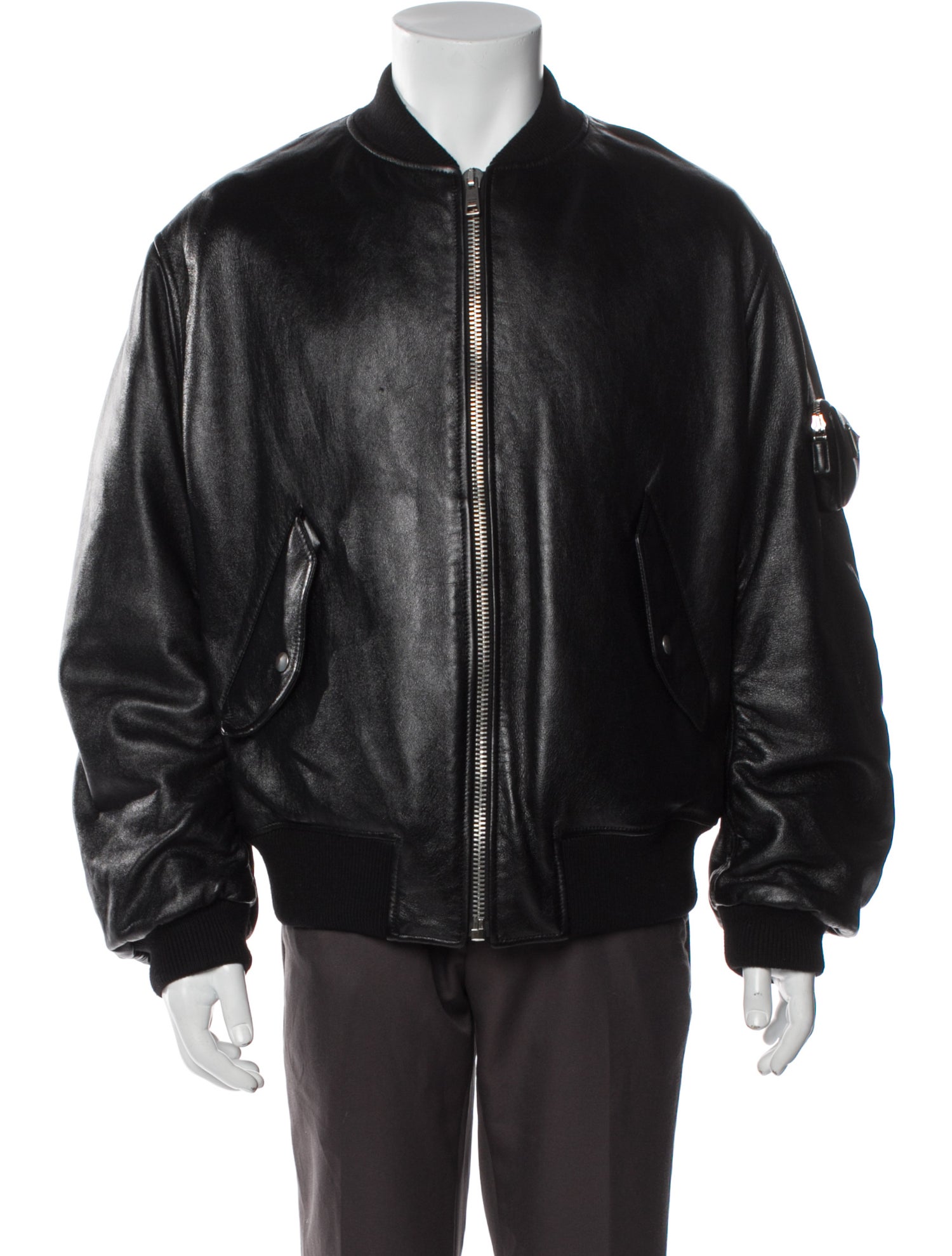 Prada 2021 Enameled Metal Triangle Bomber Jacket