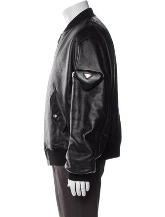 Prada 2021 Enameled Metal Triangle Bomber Jacket